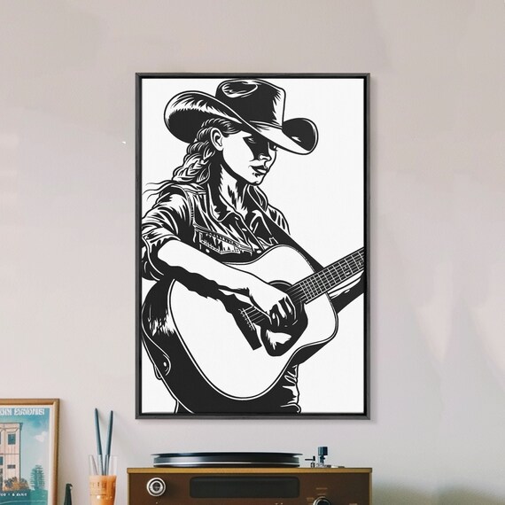 Cowboy In Desert Art Print Western Silhouette Framed Vintage Southwest Scene Rustic Western Home Decor Unique Wall Art