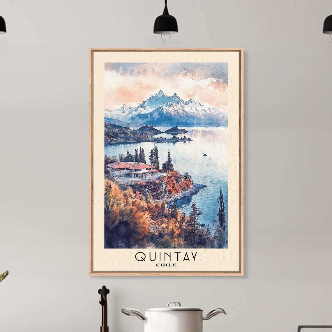 Quintay Chile Coastal Villa Rocky Point Snow Capped Mountains Blue Water Poster - Image 6