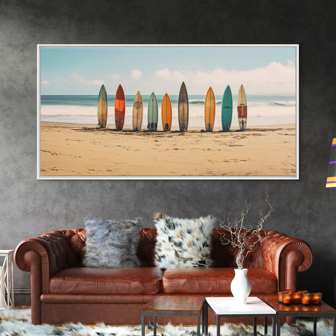 Boho Beach Decor, Retro Surf Boards In The Sand Art Print - Image 4