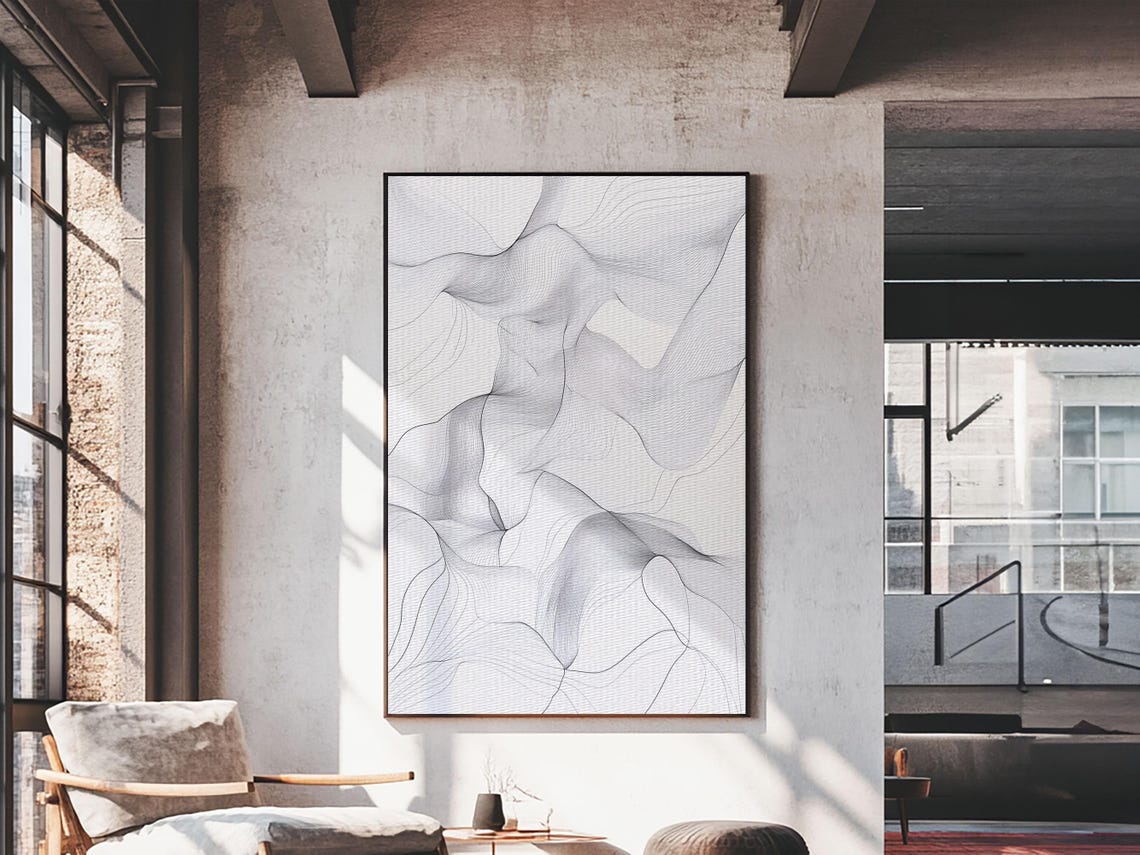 Black White Line Art Print Minimalist Geometric Wall Decor Modern Zen Artwork Above Couch Gift Idea Stylish Home Accent - Image 6