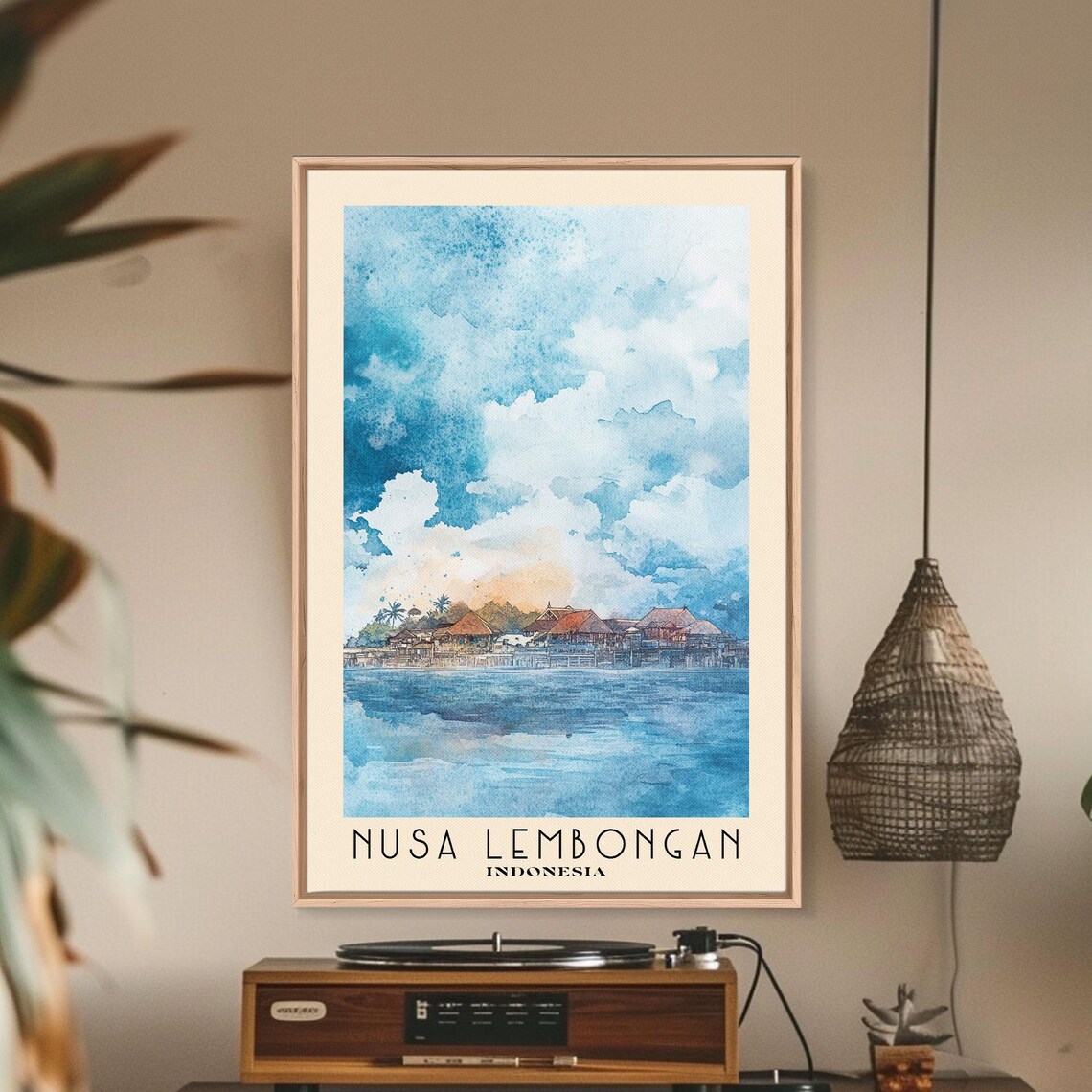 Nusa Lembongan Indonesia Waterfront Village Stilt Houses Calm Sea Travel Poster - Image 2