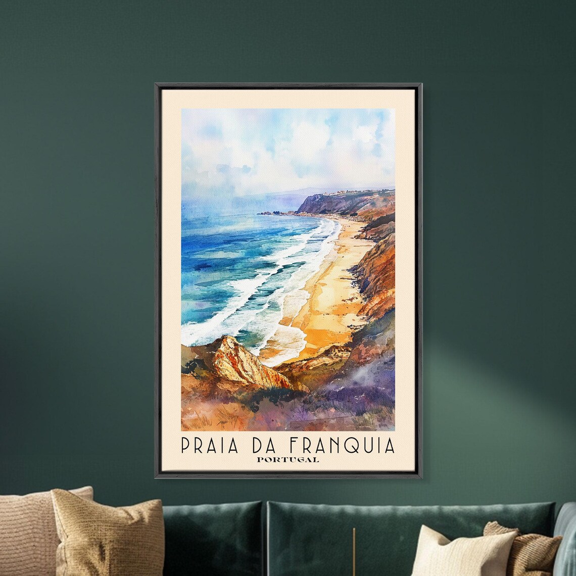 Praia da Franquia Portugal Golden Beach Surf Ochre Cliffs Travel Poster - Image 5
