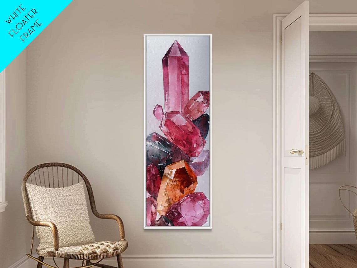 Pink Crystal Cluster Rose Quartz Watercolor Healing Art Poster - Image 5