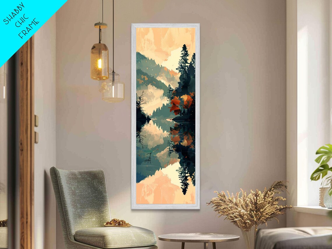 Ukiyo-E Lake, Misty Mountains and Autumn Trees Art Print - Image 4