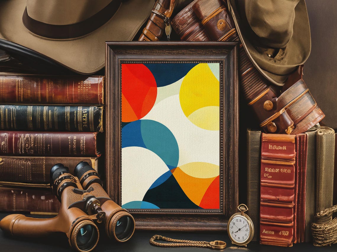 Bold Colorful Circles Abstract Red Blue Yellow Modern Art Poster - Image 6