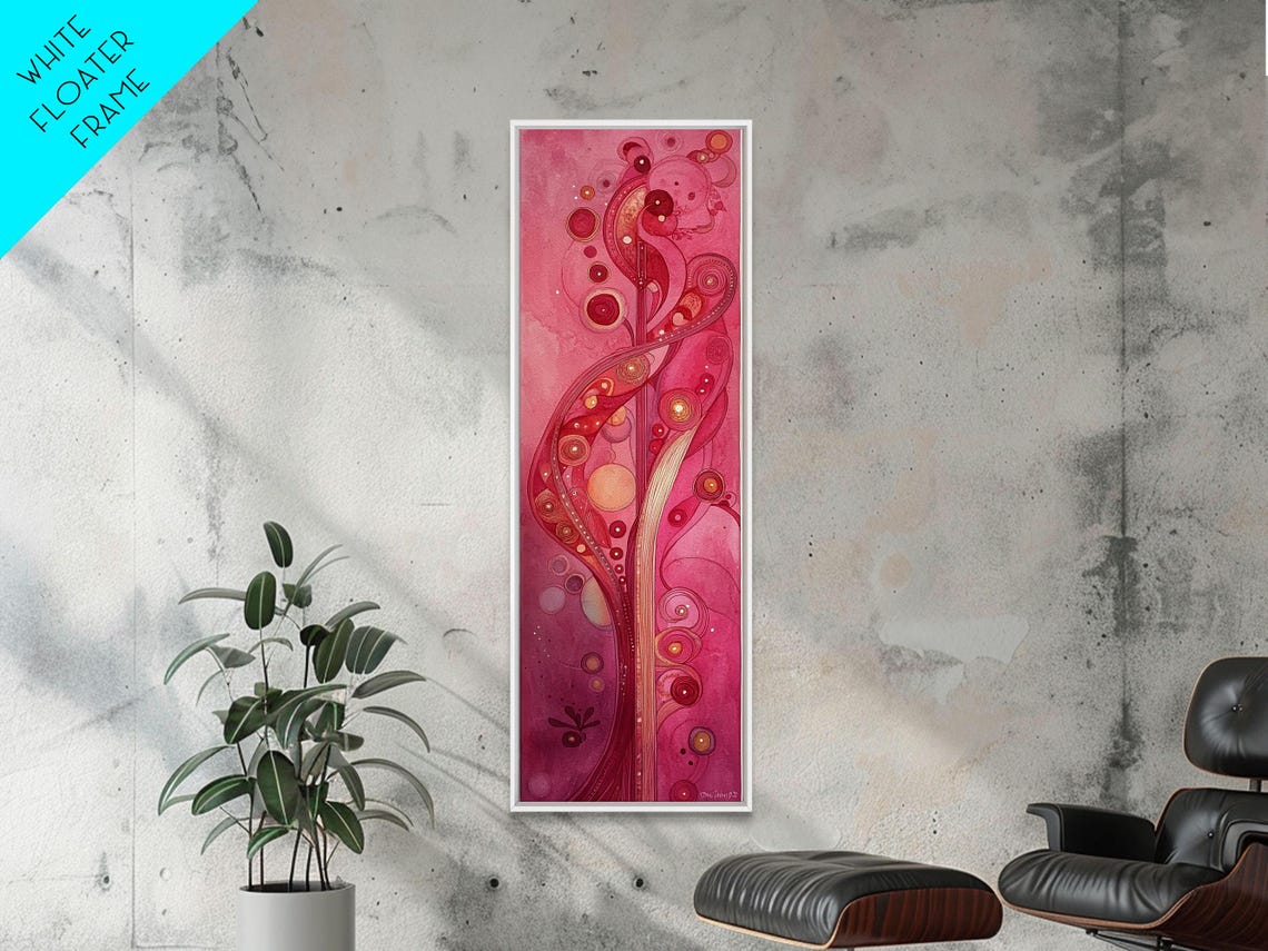 Pink Art Nouveau Abstract Botanical Swirls Modern Decor Wall Art - Image 2