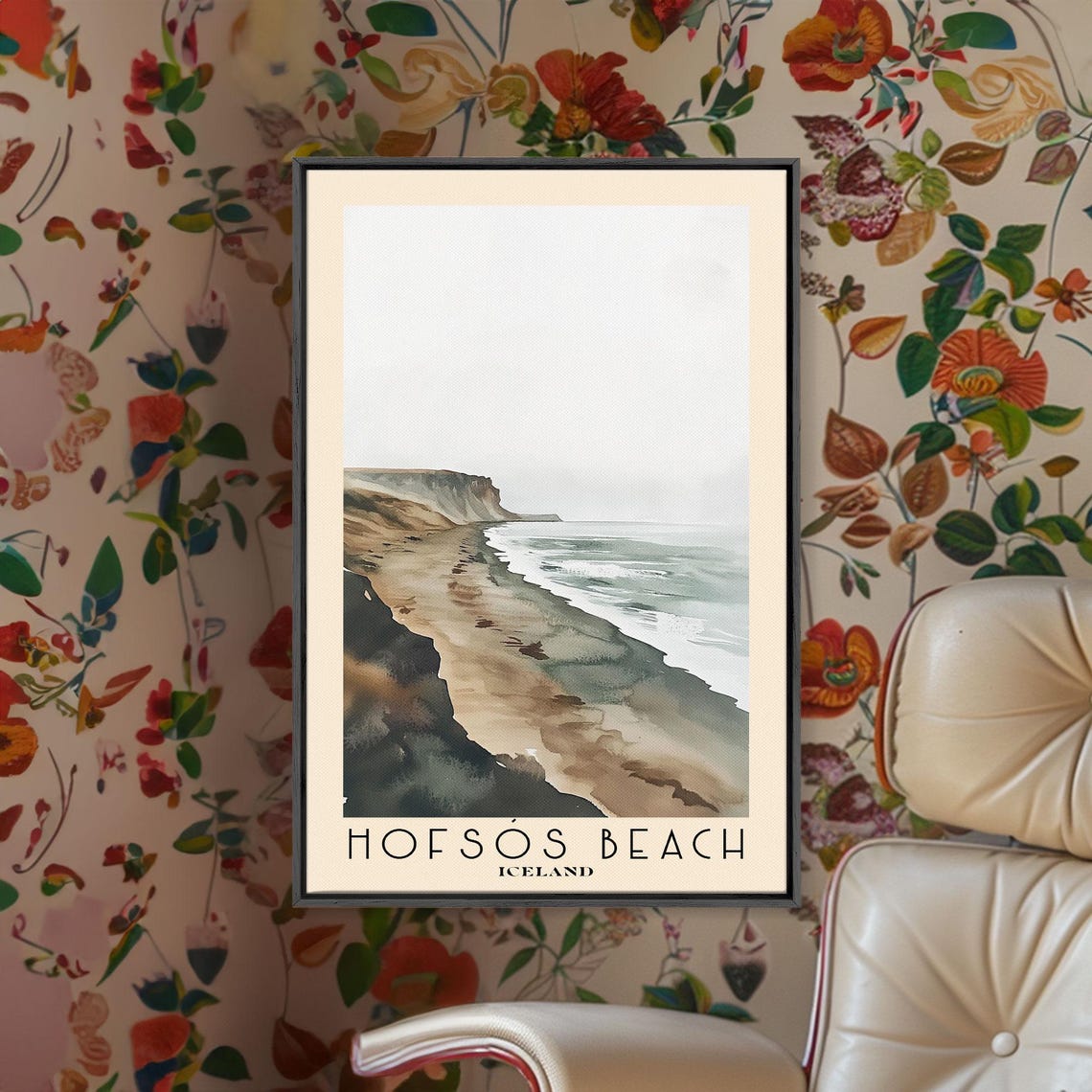 Hofsos Beach Iceland Misty Volcanic Cliffs Moody Shoreline Poster - Image 2