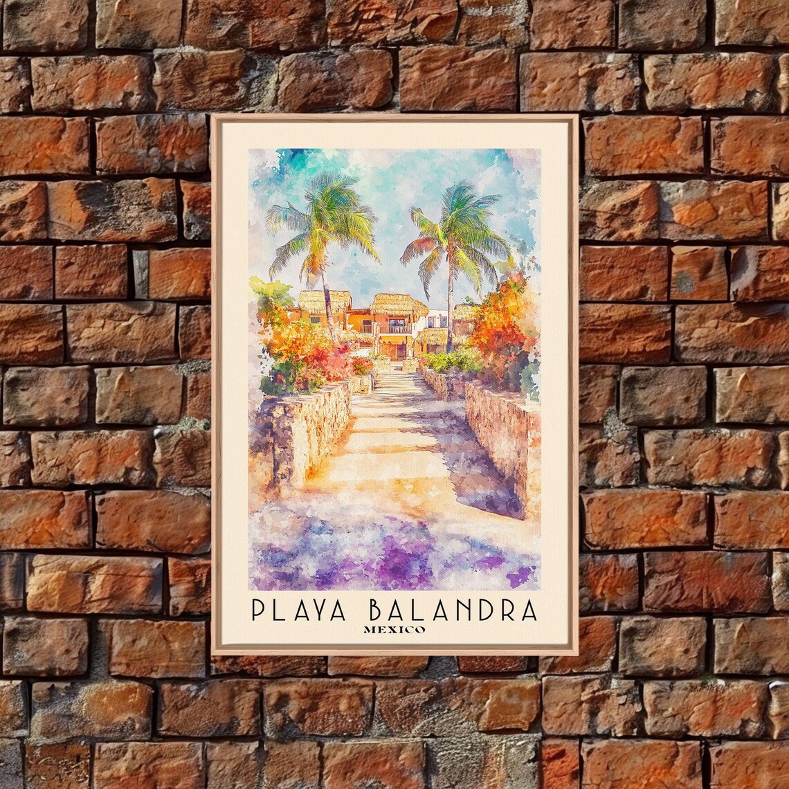 Playa Balandra Mexico Palm Lined Stone Walkway Vibrant Garden Travel Poster - Image 4