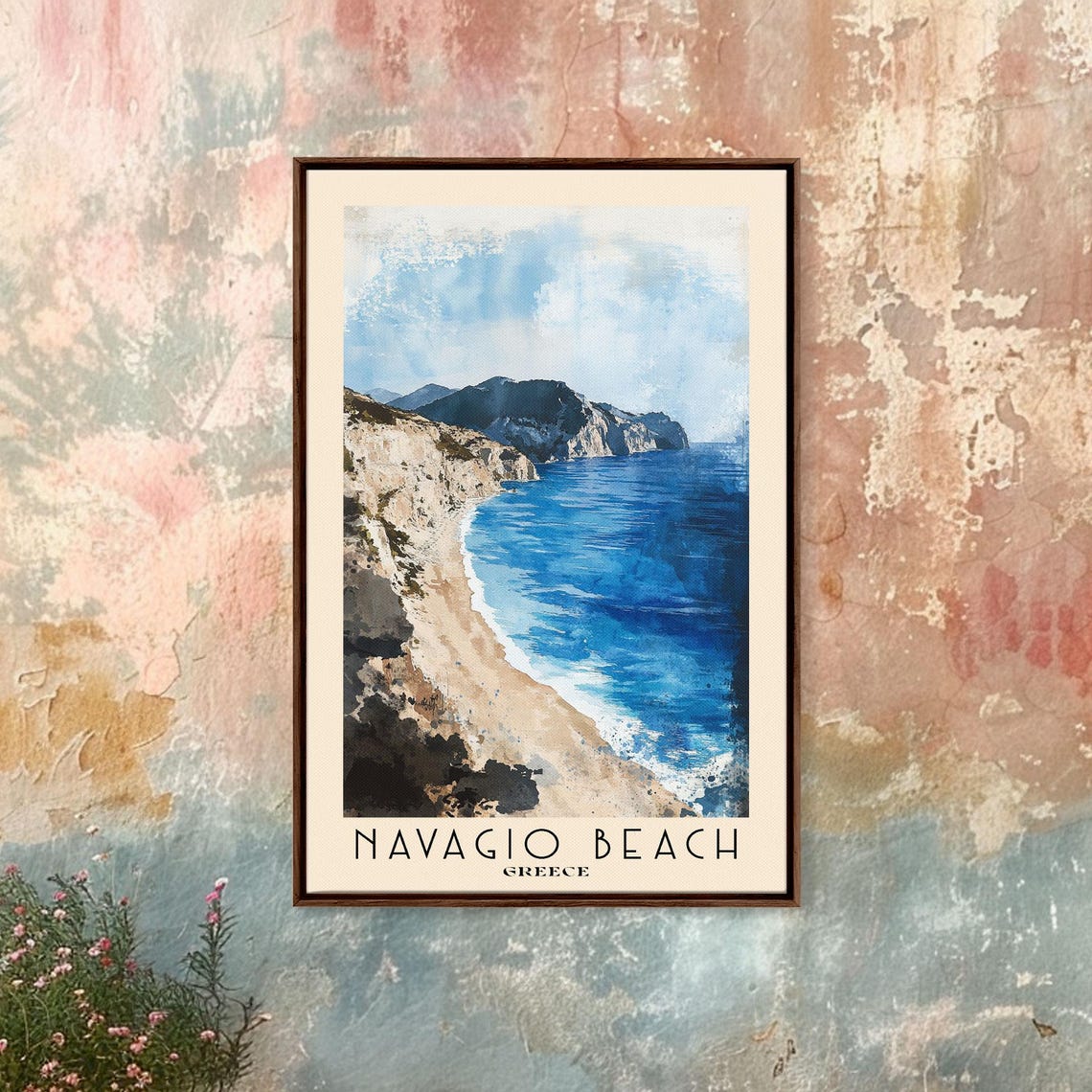 Navagio Beach Greece Cliff Top Aerial View Beach Cove Travel Poster