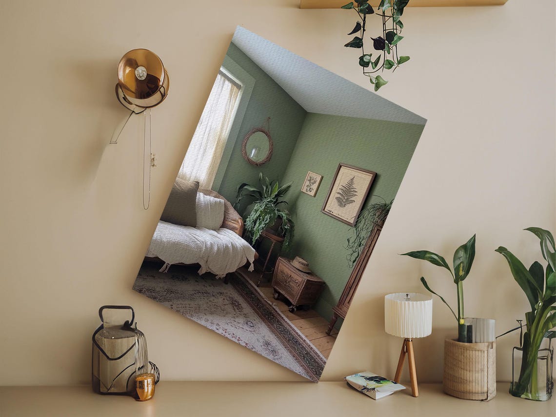 Sage Green Cottagecore Bedroom Cozy Interior Botanical Room Wall Art - Image 4