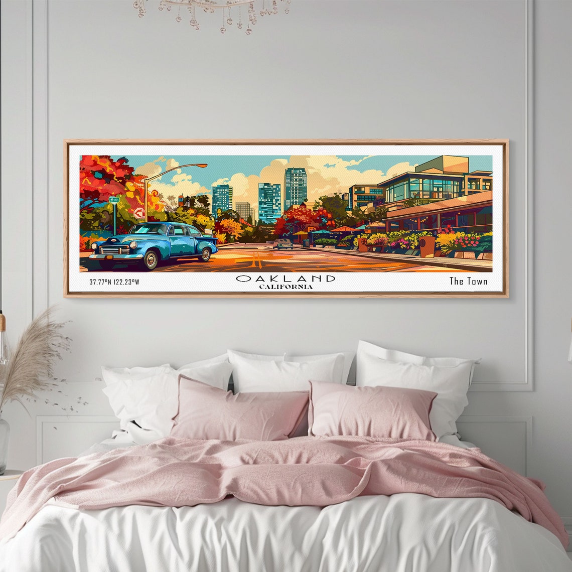 Oakland California The Town Vintage Car Skyline Pop Art Travel Poster - Image 3