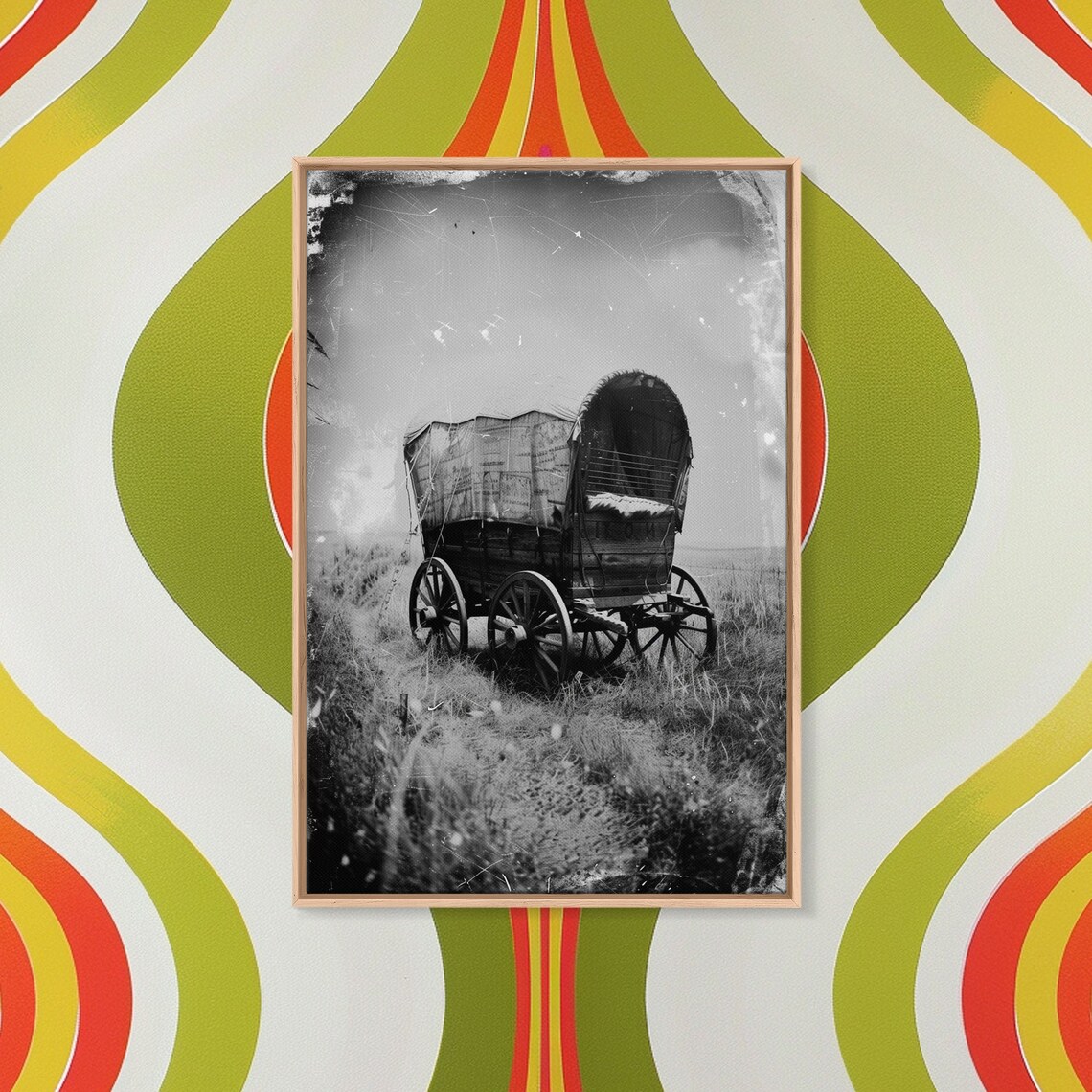 Old West Covered Wagon Sepia Prairie Pioneer Trail Vintage Wall Poster - Image 4