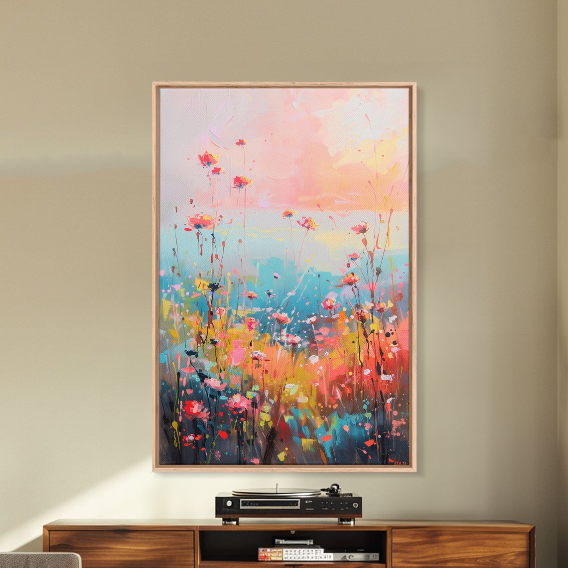 Abstract Wildflower Field At Sunset Colorful Floral Art Poster - Image 5