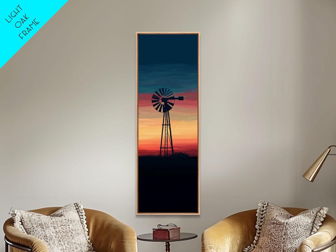 Print Moody Sunset Windmill Wall Art Vertical Rustic Decor Tall Narrow Farmhouse Artwork Gift Idea For Living Room - Image 6