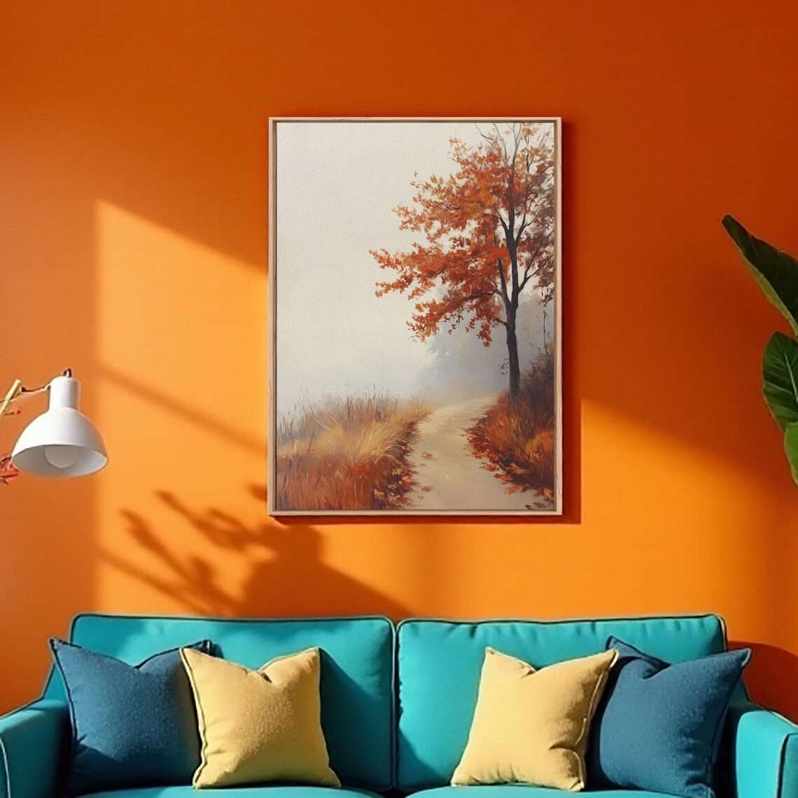 Framed Print Of A Cozy Autumn Path With Trees And Fall Leaves Rustic Country Decor Moody Landscape Art Best Gift Idea Fall Decor