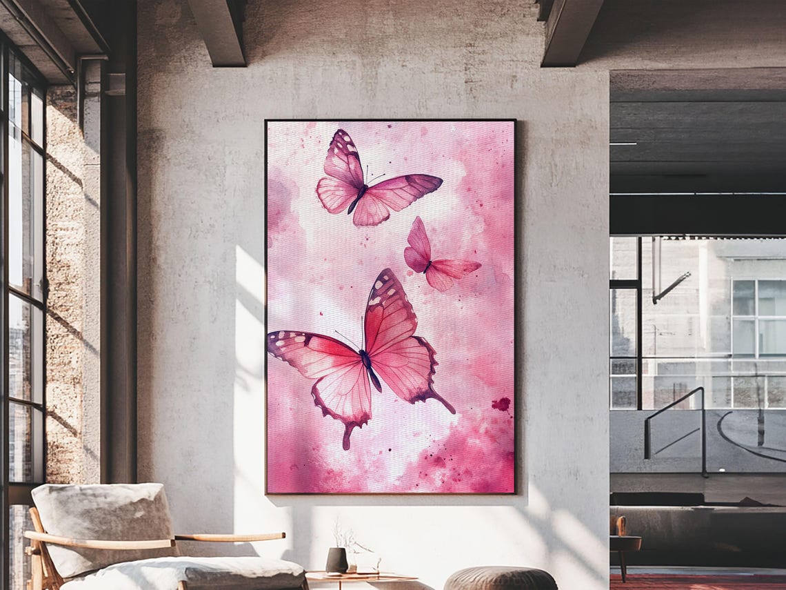 Watercolor Painting Print Of Pink Butterflies Preppy Art Preppy Decor Girls Dorm Room Wall Art Nursery Decor Nursery Wall Art Nuevart - Image 5