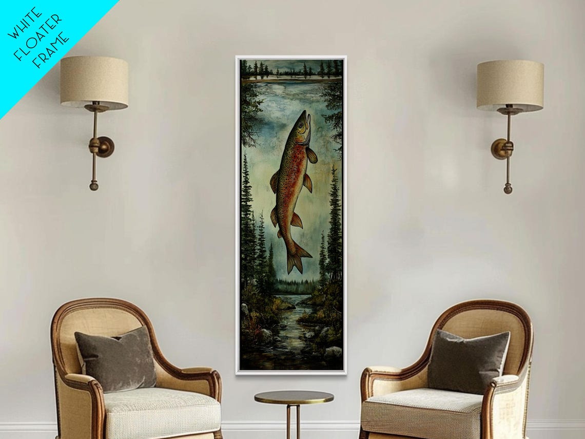 Rainbow Trout Leaping Mountain River Fishing Wall Decor Poster - Image 5