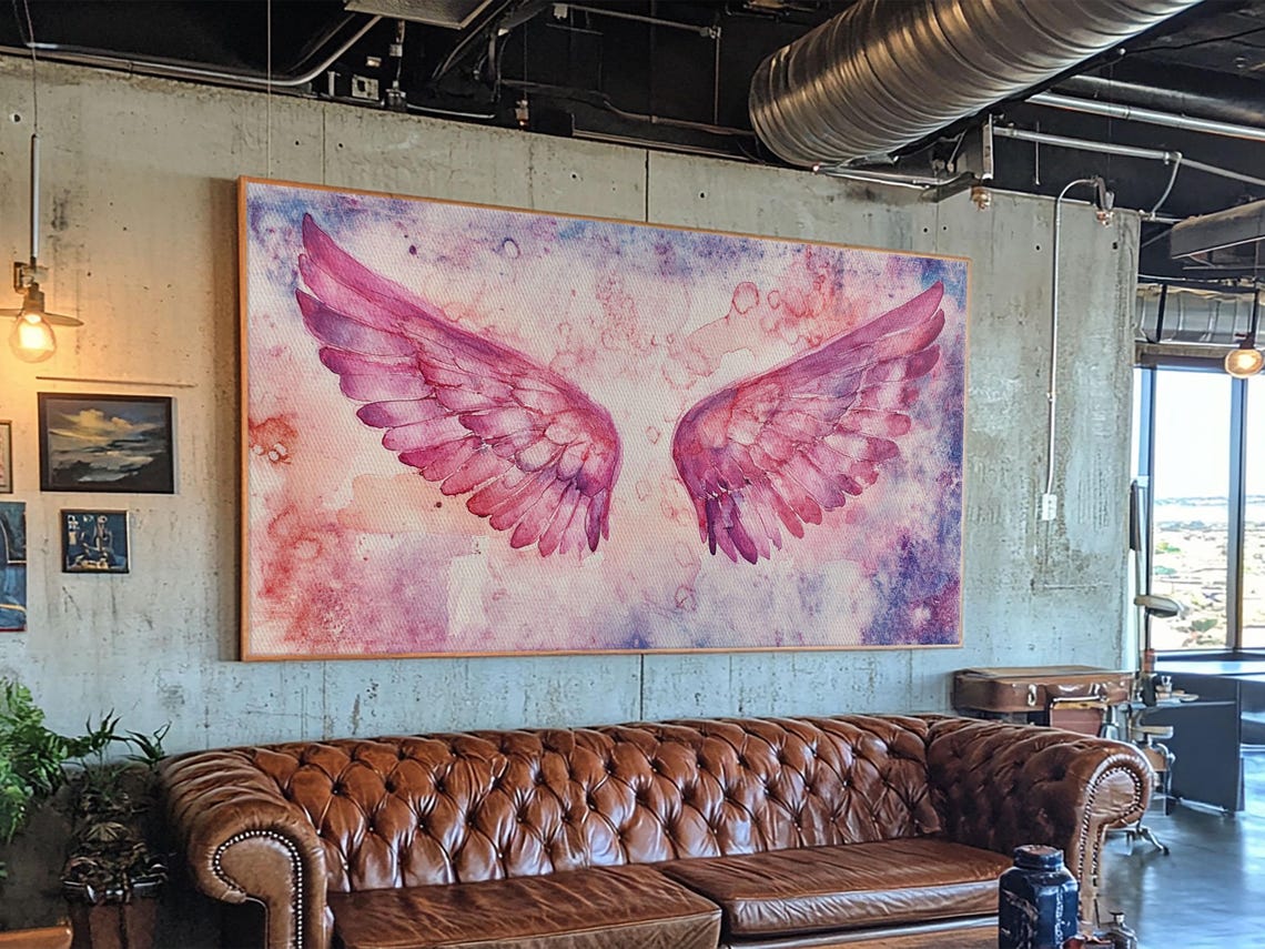 Pink Angel Wings Watercolor Feathered Spread Boho Dream Poster - Image 5
