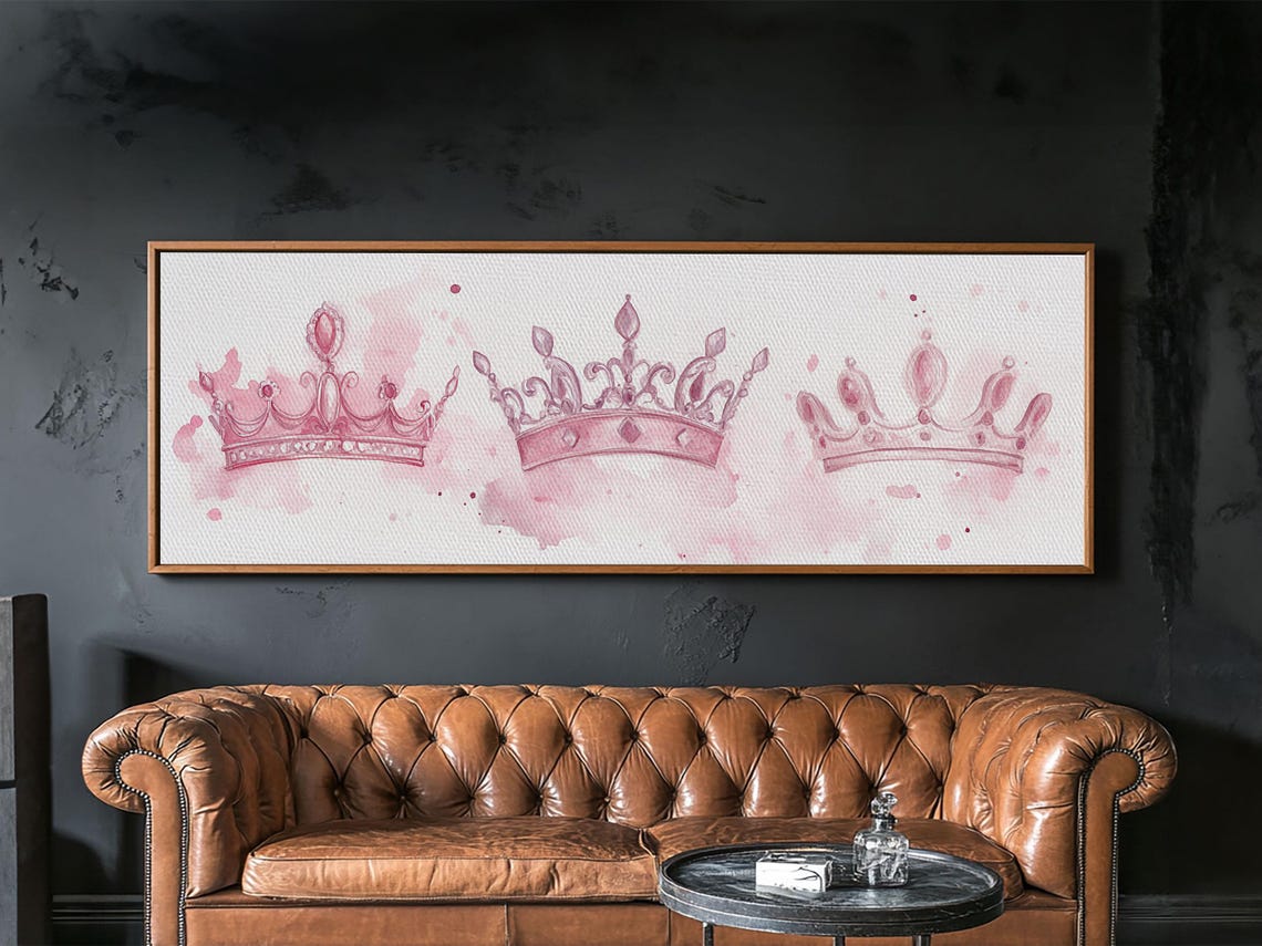 Pink Watercolor Crowns Trio Regal Princess Royal Feminine Glam Poster - Image 4