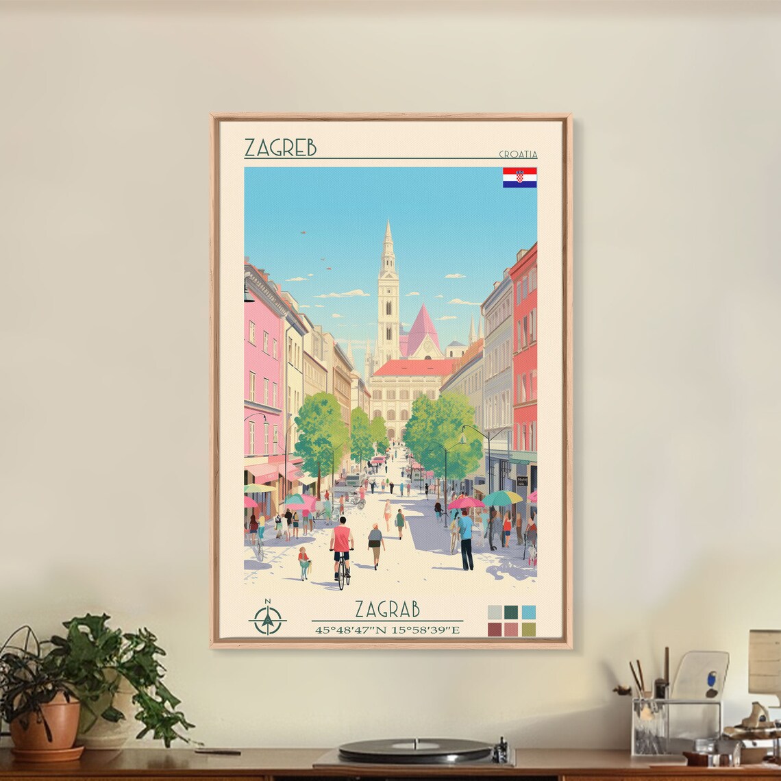 Zagreb Croatia Cathedral Old Town Street Scene Travel Poster - Image 5