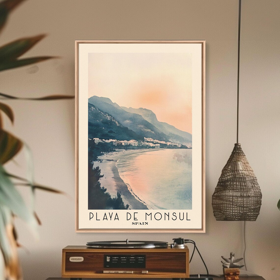 Playa De Monsul Spain Misty Sunrise Dark Mountain Cove Shore Poster - Image 2