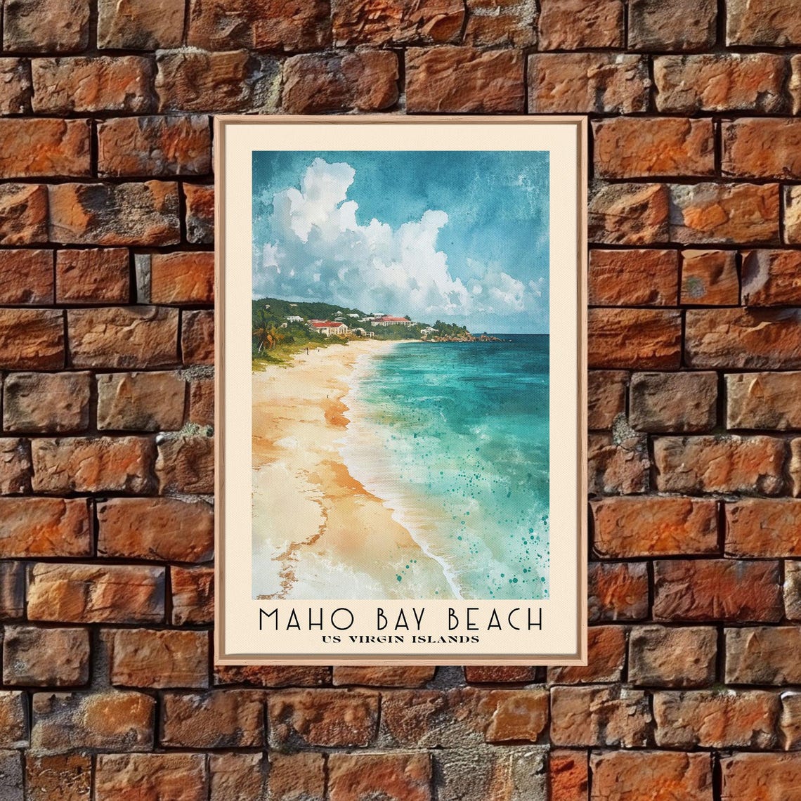 Maho Bay Beach US Virgin Islands White Sand Turquoise Surf Poster - Image 5
