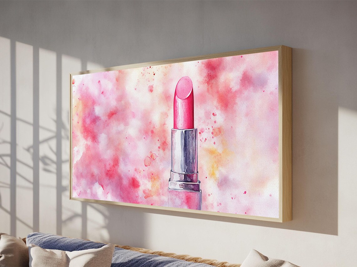 Pink Lipstick Watercolor Painting Bold Pop Beauty Cosmetic Style Poster - Image 3