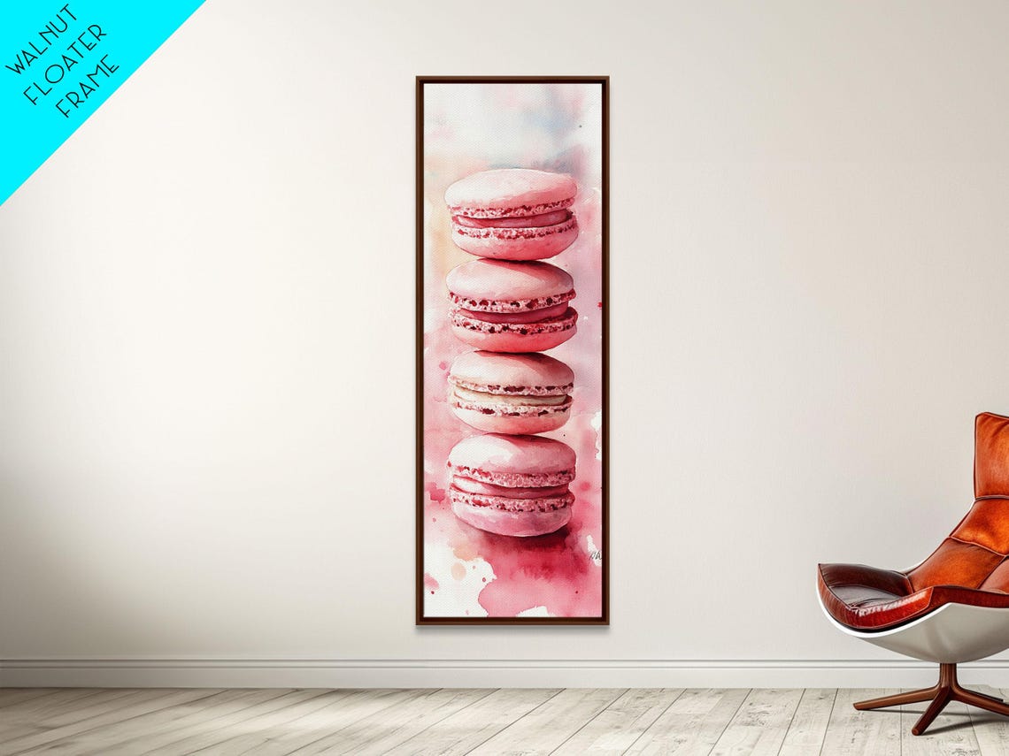 Stacked Pink Macarons Watercolor Whimsical French Kitchen Wall Art - Image 6