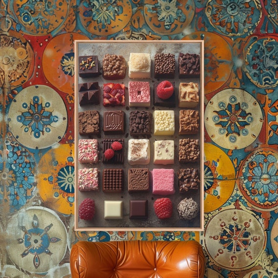 Food Art With Tiny Chocolates And Pink Aesthetic Photography Art Print Printed And Framed Art Kitchen Wall Art Candy Photography