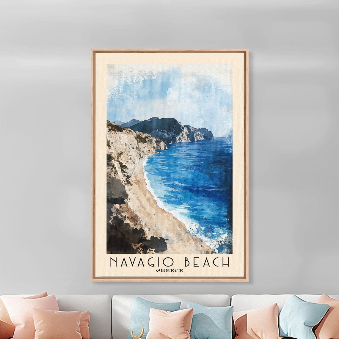 Navagio Beach Greece Cliff Top Aerial View Beach Cove Travel Poster - Image 3