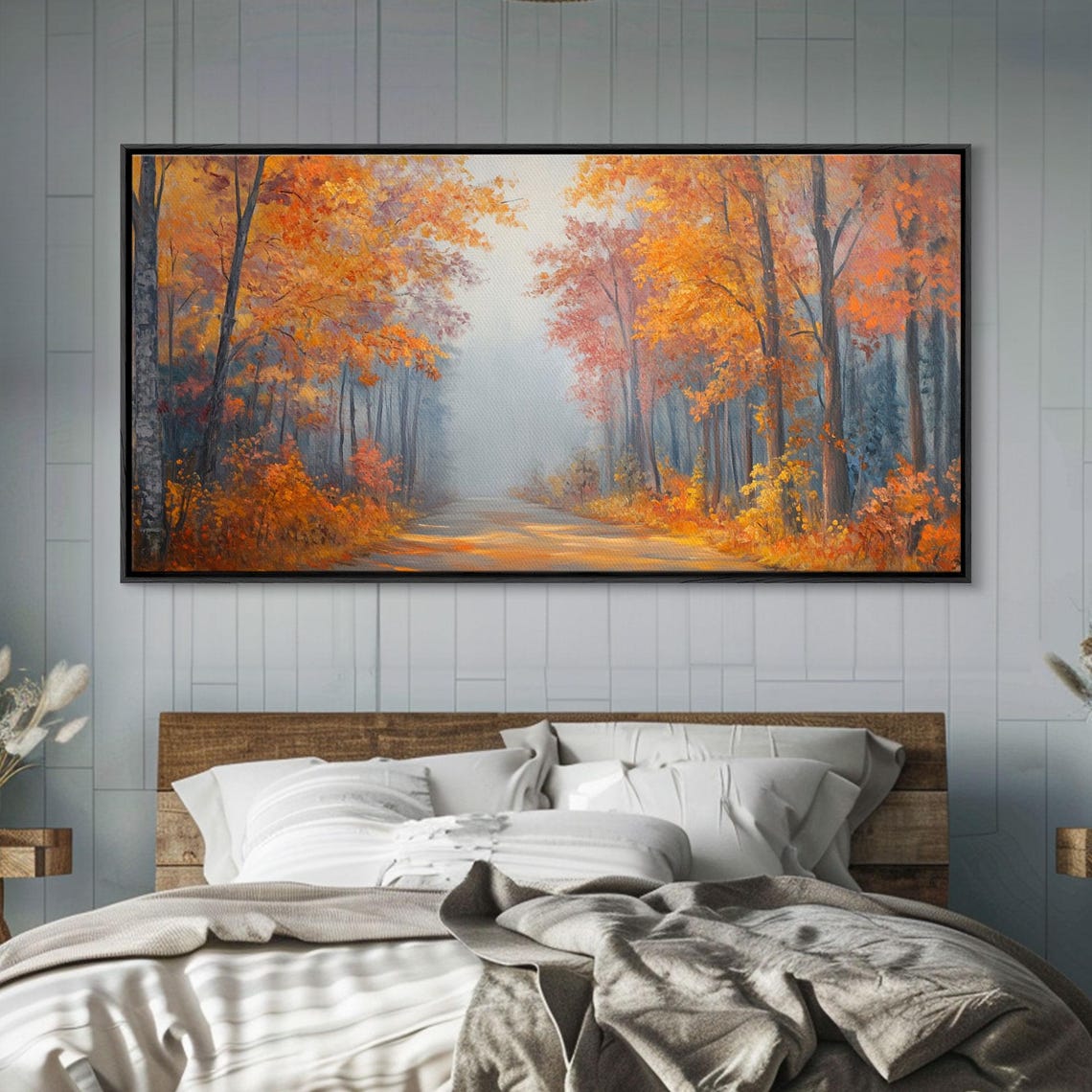 Fall In The Forest Moody Autumn Trees Misty Road Landscape Poster - Image 6