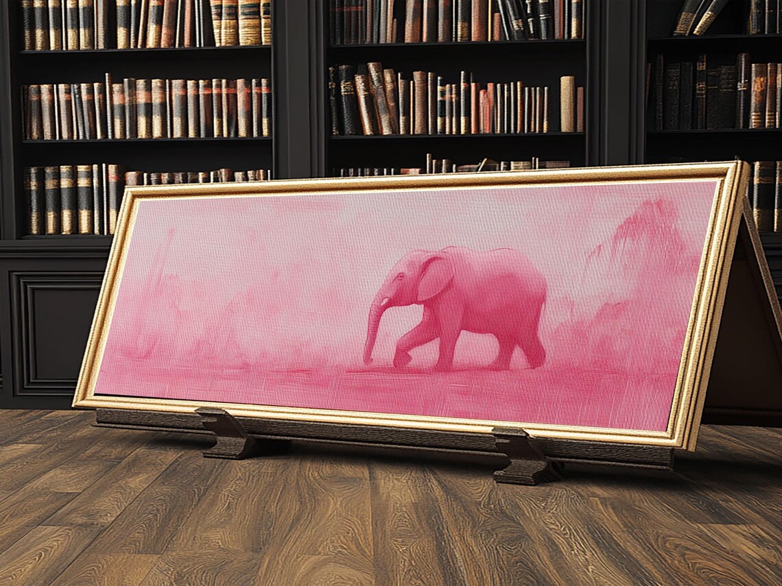 Preppy Pink Elephant Art Print, Girls Dorm Room