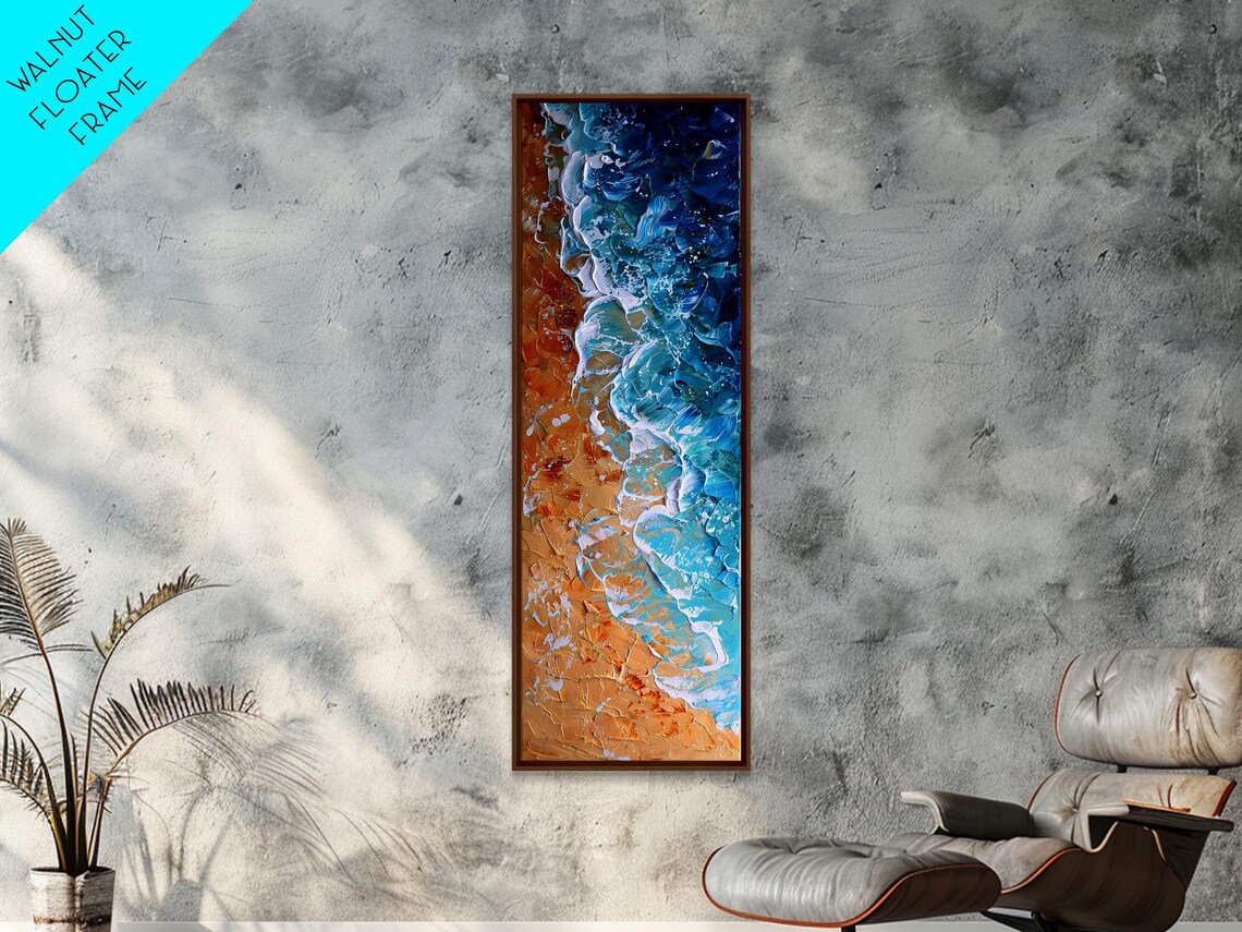 Abstract Coastal Waves And Sandy Beach, Boho Art - Image 6