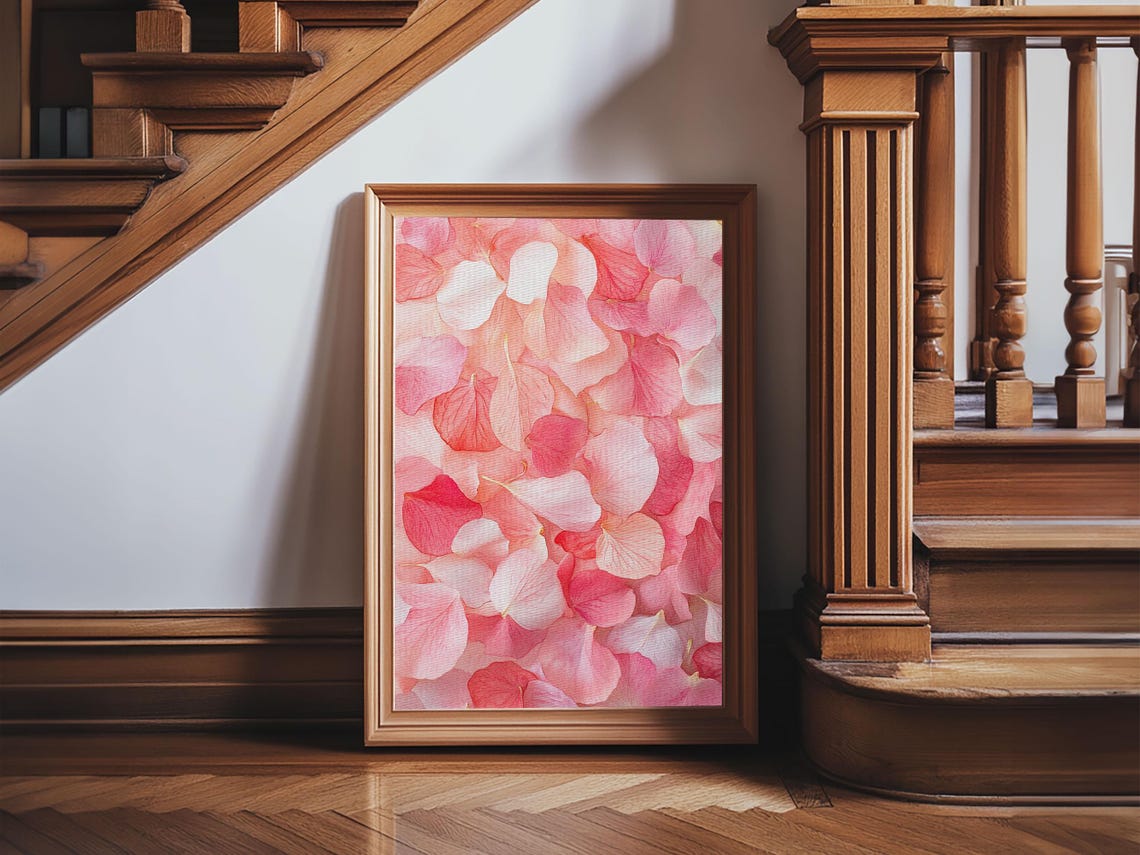 Blush Pink Hydrangea Petals Watercolor Floral Botanical Wall Art Print