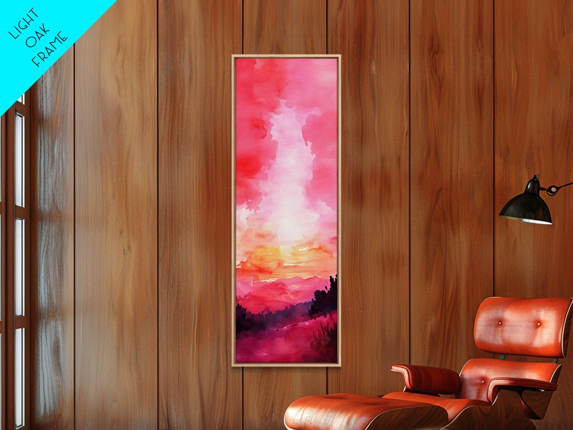 Pink Orange Sunset Gradient Abstract Watercolor Sky Wall Art - Image 5