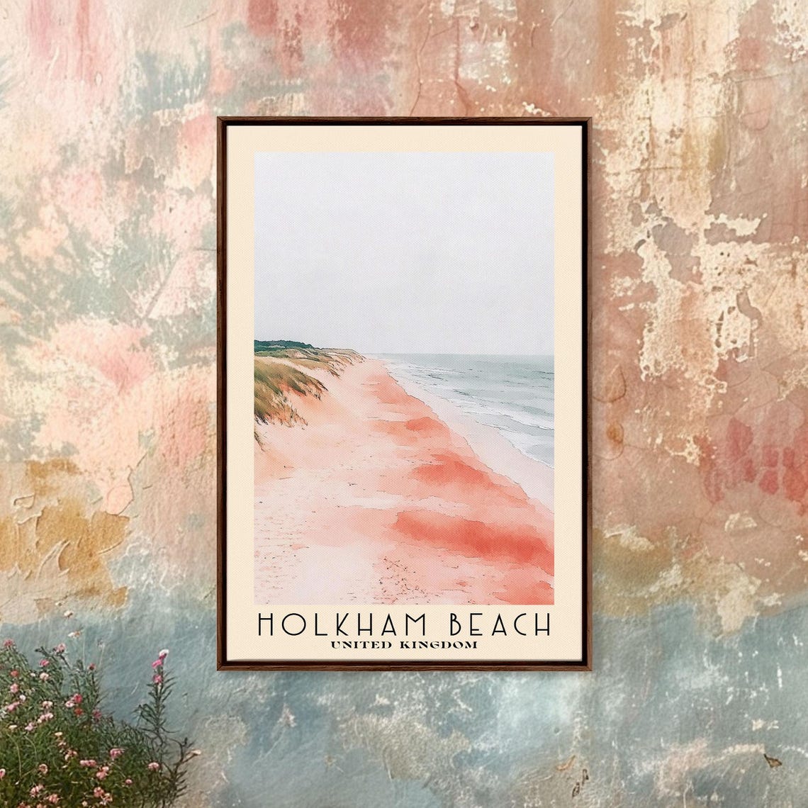 Holkham Beach United Kingdom Pink Sand Dunes Misty Coast Travel Poster - Image 4
