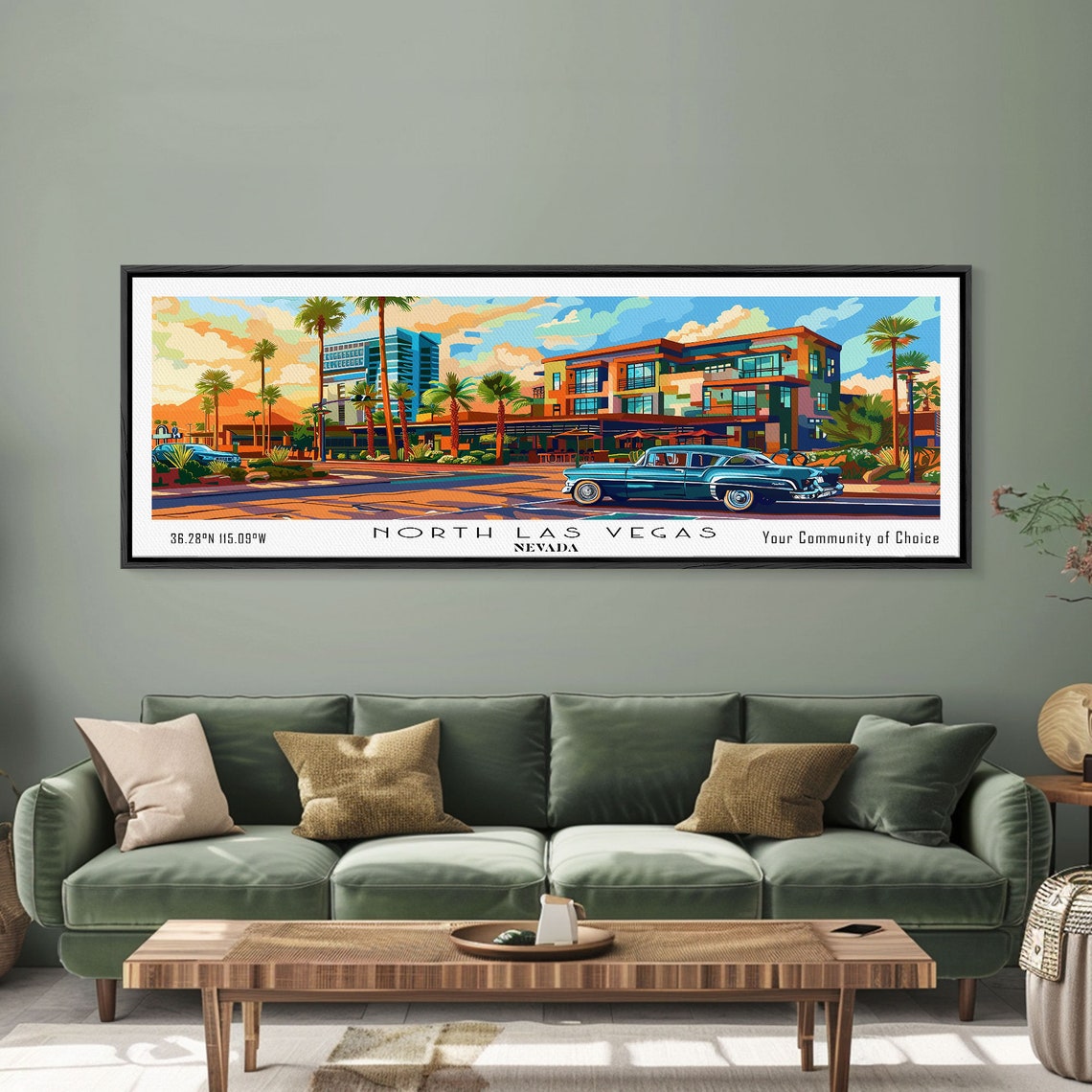 North Las Vegas Nevada Panoramic Mid Century Resort Classic Car Poster - Image 4