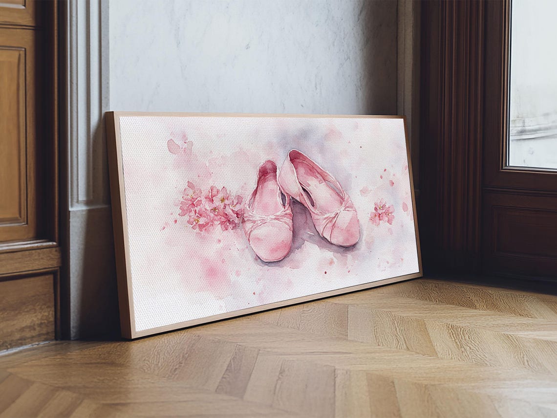 Pink Ballet Slippers Watercolor Cherry Blossom Dancer Gift Poster - Image 4