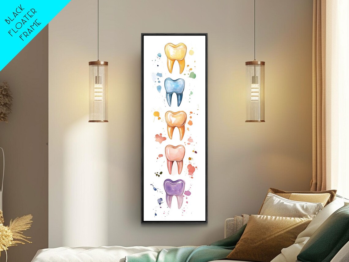 Watercolor Teeth Art Print, Whimsical Dental Decor - Image 3