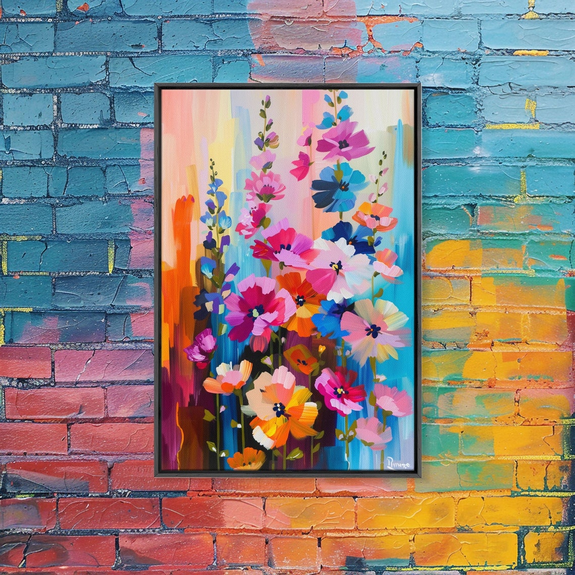 Abstract Floral Burst Tall Colorful Blossoms Modern Flower Art Print - Image 5