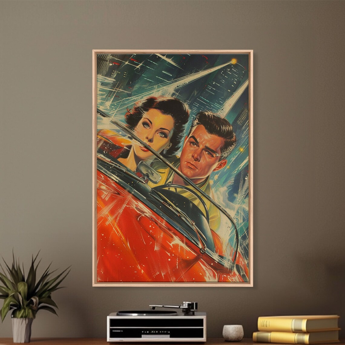 Retro Sci-Fi Vintage Red Car, Atomic Age Poster Print - Image 4