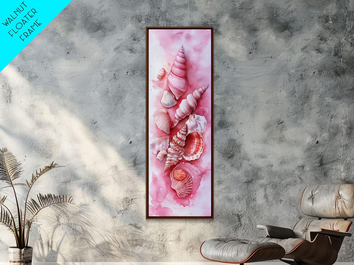 Pink Seashell Watercolor Collection Coastal Nautical Wall Art - Image 5
