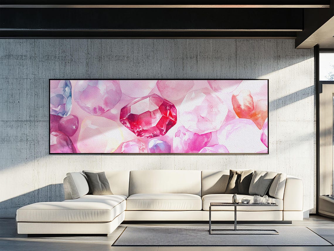 Pink Gemstones Watercolor Blush Rose Quartz Crystal Facets Poster - Image 6