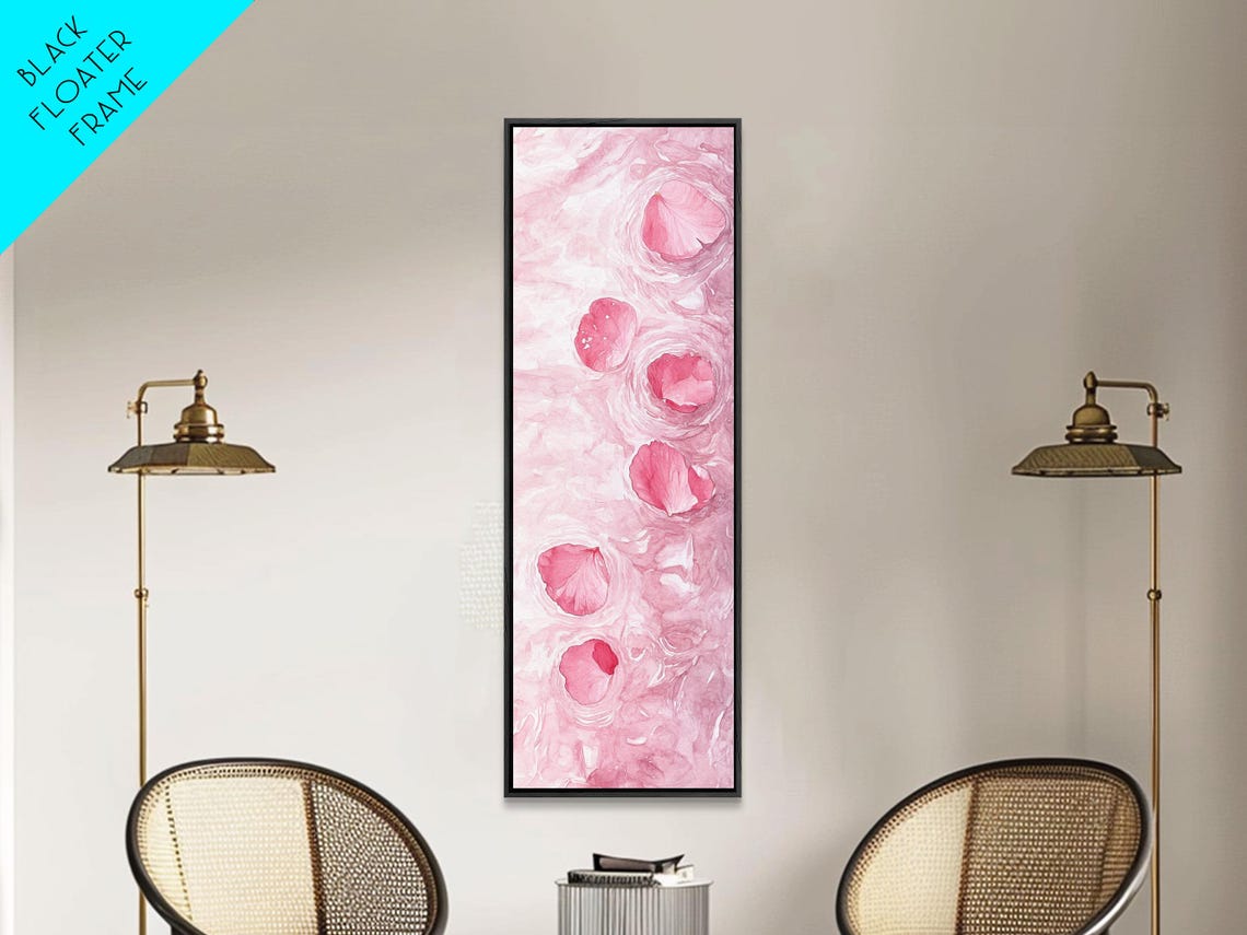 Floating Rose Petals In Water Pink Botanical Whimsical Wall Art - Image 4