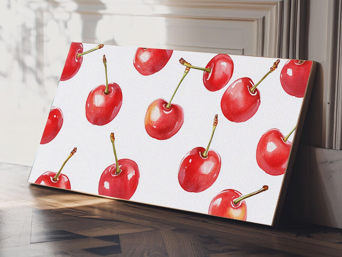 Preppy Cherry Wall Art Framed Print Kitchen Wall Art Dining Room Wall Art Loft Decor Cute Wall Art Cutesy Home Decor - Image 3