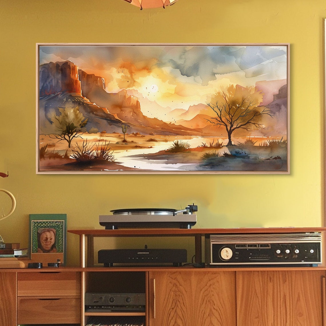 Serene Desert Canyon Sunset River Red Rock Watercolor Landscape Poster - Image 2
