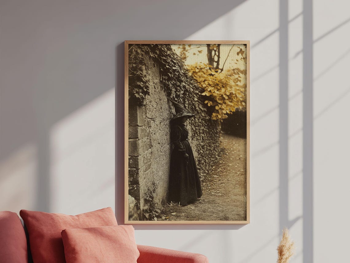 Witch By Ivy Wall Autumn Vintage Sepia Photo Style Gothic Art Poster - Image 4