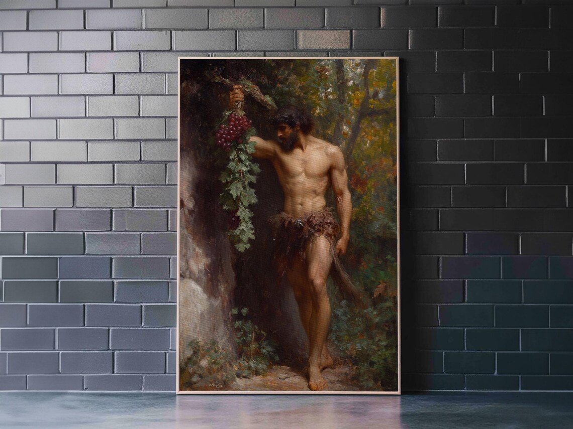 Satyr Male Figure With Grapes Classical Mythology Oil Painting Art Poster - Image 4