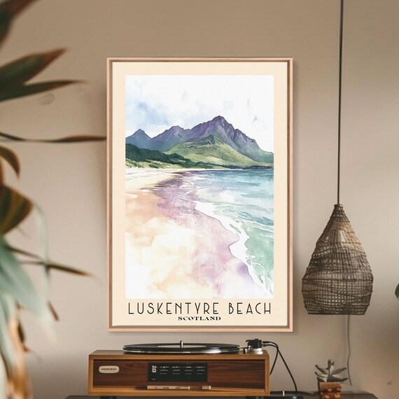 Luskentyre Beach Scotland Pale Sand Turquoise Sea Mountain Travel Poster