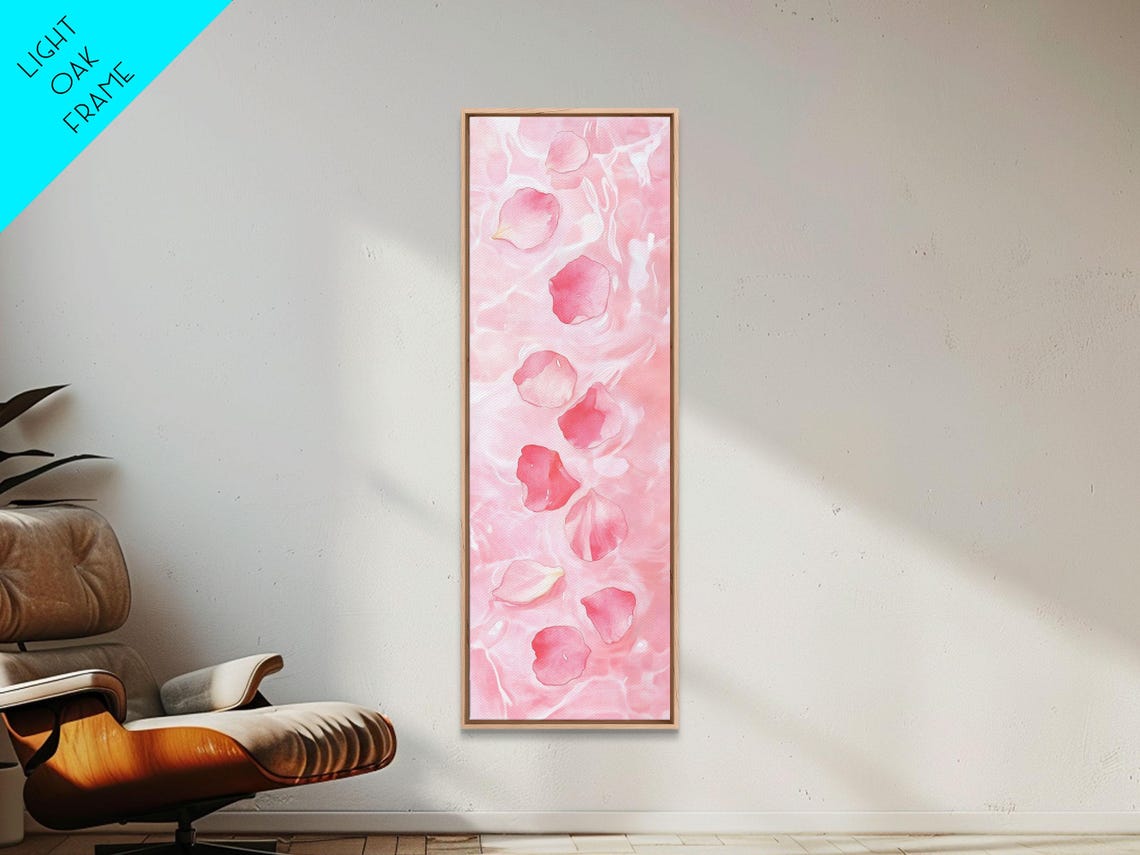 Pink Rose Petals Floating Water Ripples Serene Zen Spa Wall Art - Image 6